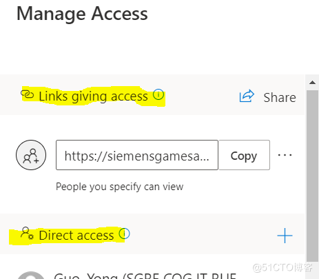 SharePoint文档direct access和link giving access的区别_manage access