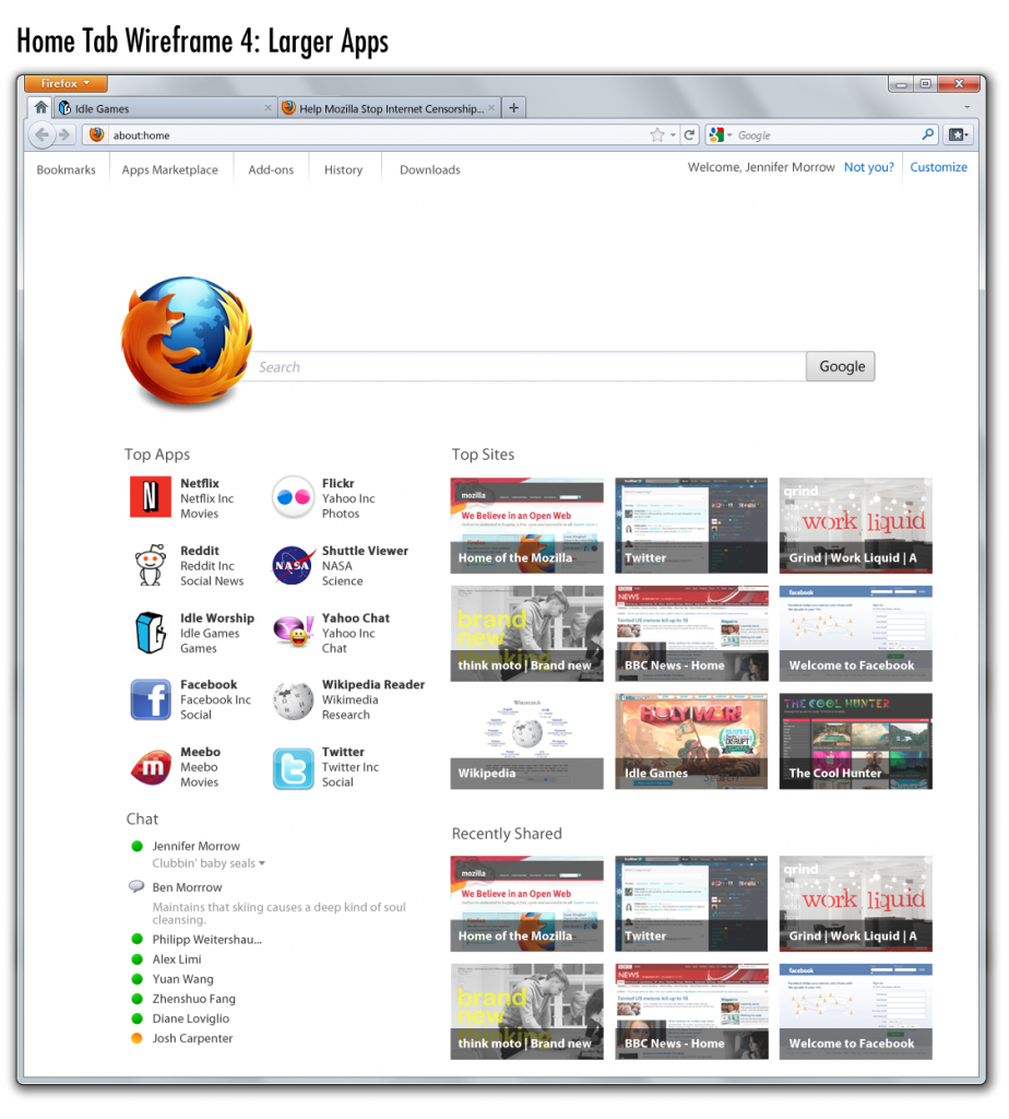 即将到来的Firefox首页“选项卡截图