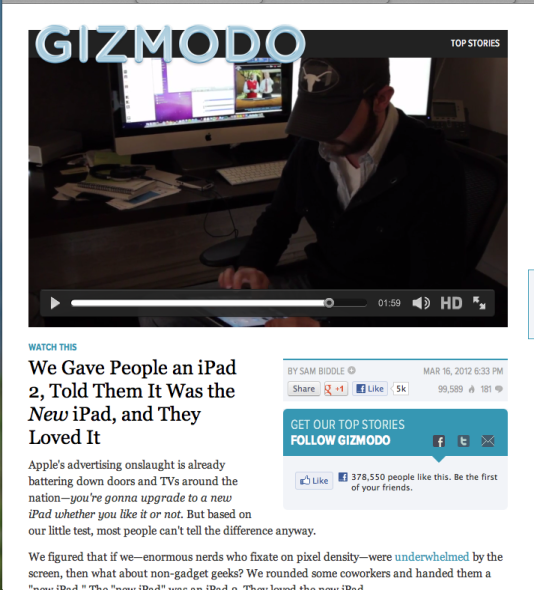 面对Gizmodo编辑手中的iPad 2，多数“果粉”都误以为是苹果***推出的第三代iPad