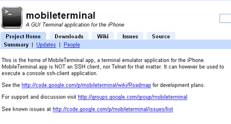 mobileterminal A GUI Terminal application for the iPhone
