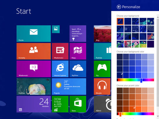 Windows Blue提供了更丰富的色彩个性化选项