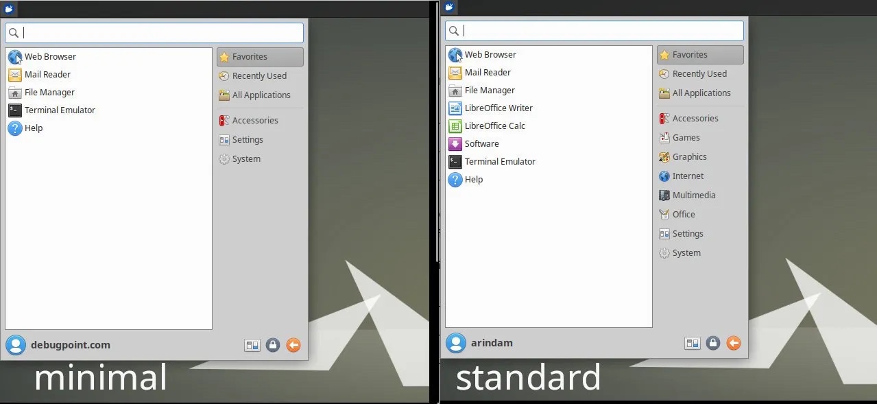 Xubuntu 精简和标准安装比较