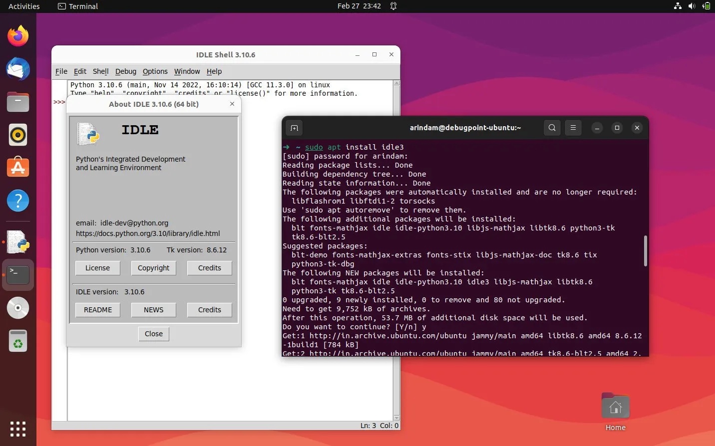 IDLE 在 Ubuntu 的安装和运行