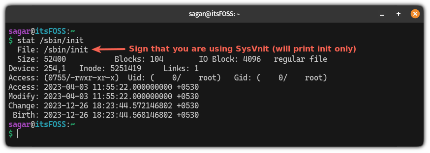 SysVinit only displays "init" instead of sysvinit
