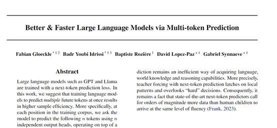 Meta等最新研究：多token预测，提升大模型推理效率-AI.x社区