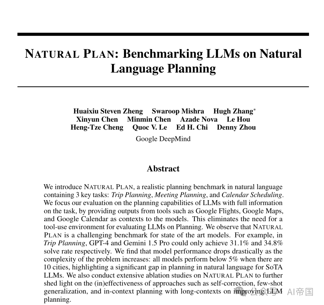 NATURAL PLAN：LLMs在自然语言规划上的基准-AI.x社区