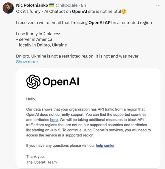 突发！OpenAI停止不支持国家API，7月9日开始执行-AI.x社区